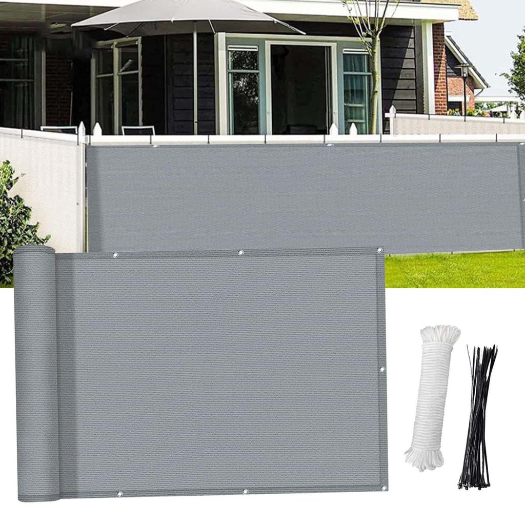 Balcony Screen Privacy Fence Wind  HDPE  Weather for Deck Patio Backyard Outdoor Pool Porch Railing 118x35inch Grey