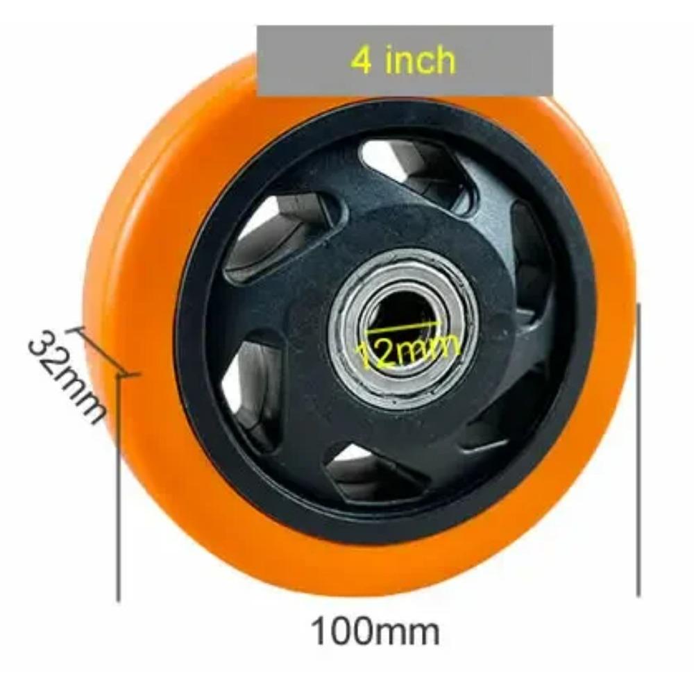 Ruote piroettanti di ricambio in PU con doppio cuscinetto, colore arancione, alta capacità di carico, resistenza all'usura, ruote per mobili