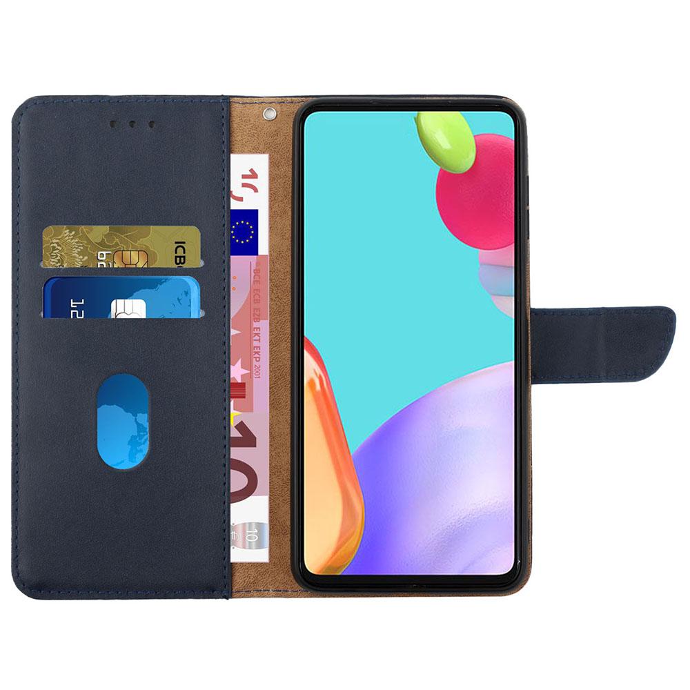 

HT02 For Xiaomi Redmi Note 13 4G Case Wallet Phone Cover Genuine Cow Leather Blue
