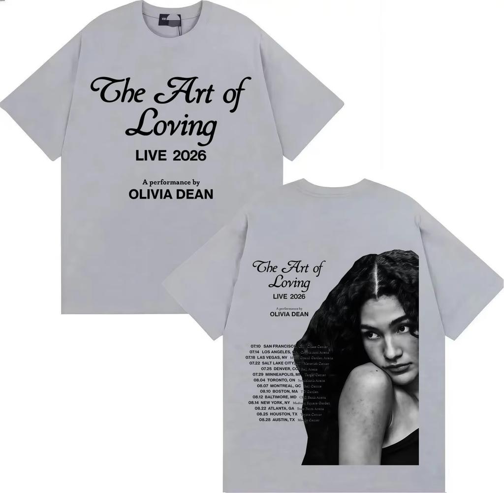 Cantante Popular Olivia Dean El Arte de Amar Nuevo Álbum Moda Verano 2026 Camiseta de Manga Corta para Hombre Casual Algodón Puro Cómodas Camisetas