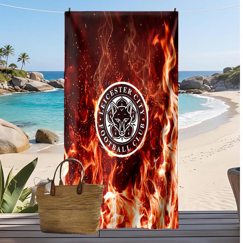 Leicester City Football Print Beach Towel, Large Soft Quick Dry Towel for Beach Camping Swimming