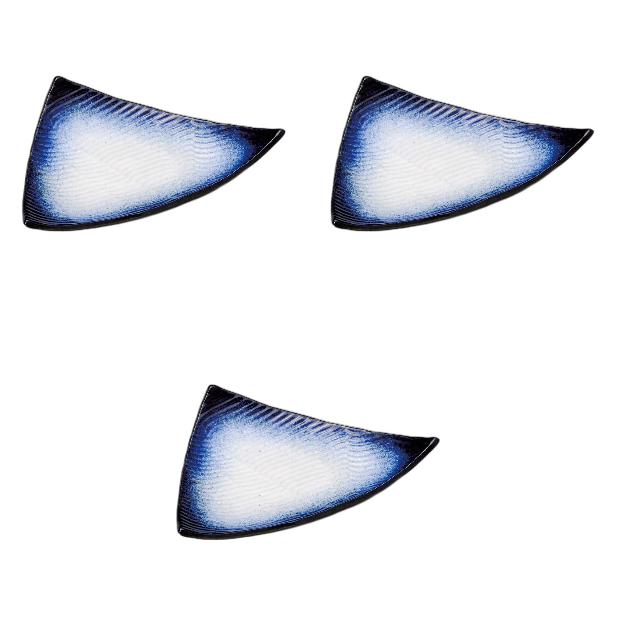 

Set of 3 Triangular Plates with Lavender Rimmed and White Interior x 17 x Irregular Shape Ceramic Setomonohonpo (Wave Carving) [23.5 4cm] Plates,