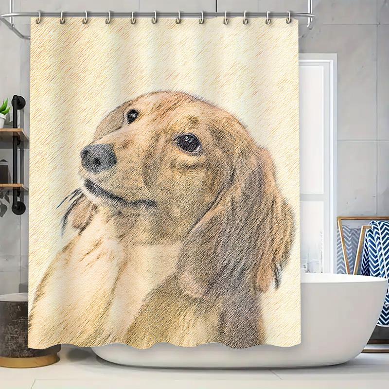 

Home Decor Shower Curtain Watercolor Dog Print Bathroom Accessories For Kids Room Yellow Labrador Design Pattern Waterproof Fabr W60H190(CM)-1 Pcs