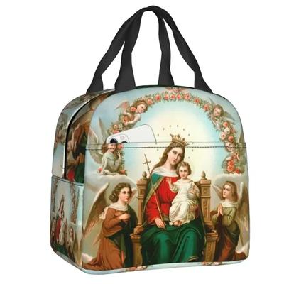 Virgin Mary Insulated Lunch Bag for Camping Catholic Thermal Cooler Bento Box Women Kids Food Container Tote Bags