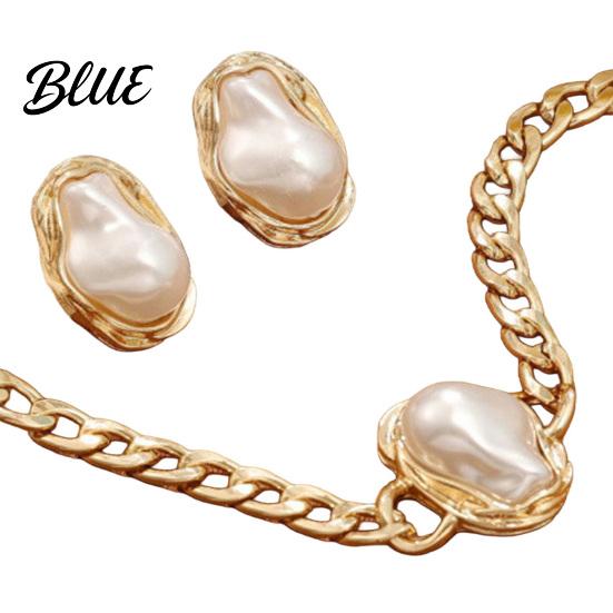 Vintage Faux Pearl Jewelry 3Pcs/Set Baroque Set Irregular Set Necklace