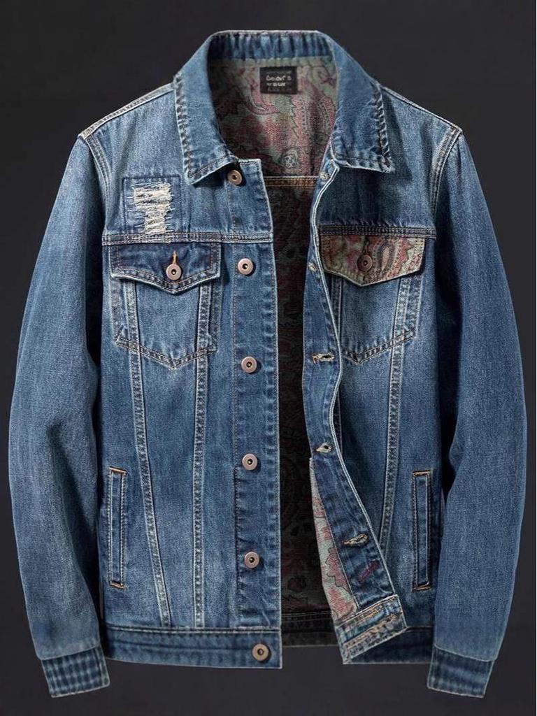 2025 Men's Loose Casual Denim Jacket for Spring and Autumn - Teenager Workwear Shirt Top