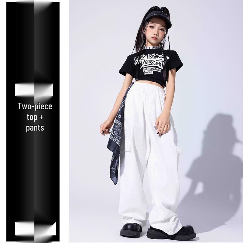 Girls' Trendy Jazz & Hip Hop Dance Costume - Crop Top & Street Dance Set for Kids