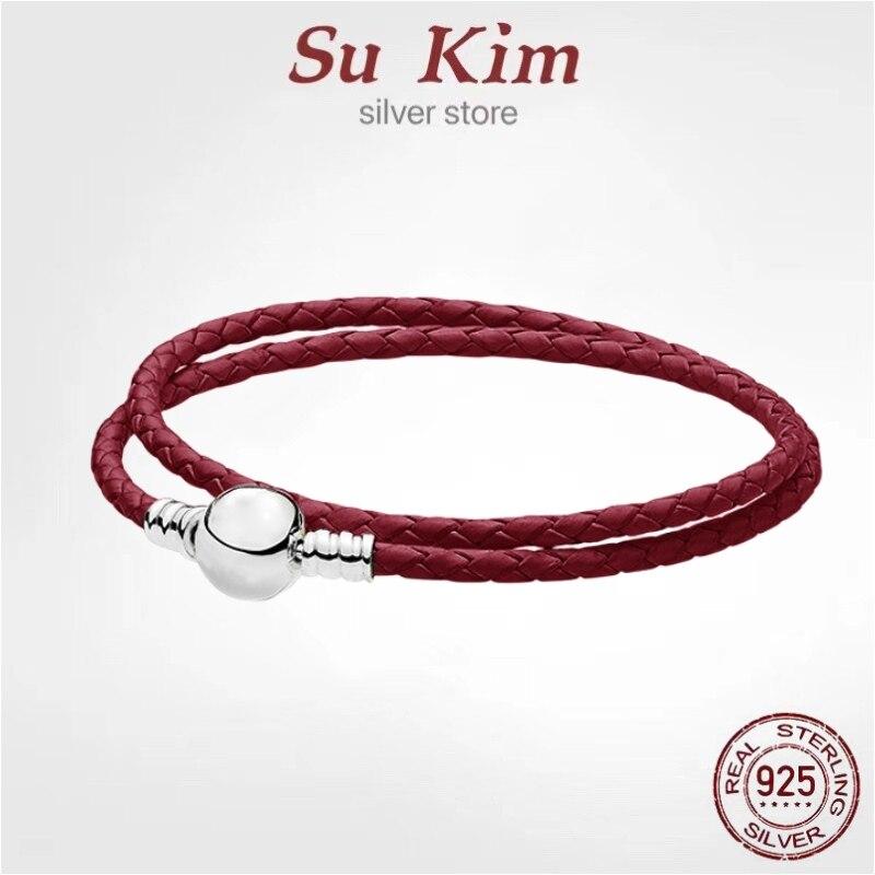 Die neuen 0sale echtes Leder Ball & Barrel Verschluss Charme Armbänder Armreif Fit Europa Perlen Schlange feine Armbänder Jewely