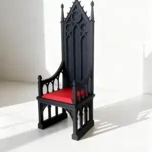 

3D Printed Gothic Throne Chair - Skeleton Design 1/12 1/18 Scale BJD Doll Accessory Home Decor 1 18 чёрный