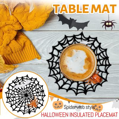 Halloween Spinne Kürbisse Untersetzer Filze Isolierung Rutschfeste Matte Urlaub Partei Desktop Dekoration Spinnennetze Untersetzer