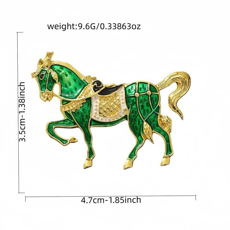 Vintage Enamel Alloy Galloping War Horse Zodiac Pony Brooch Pins Women Men Fashion Clothing Accessories Suit Lapel Corsage Gifts