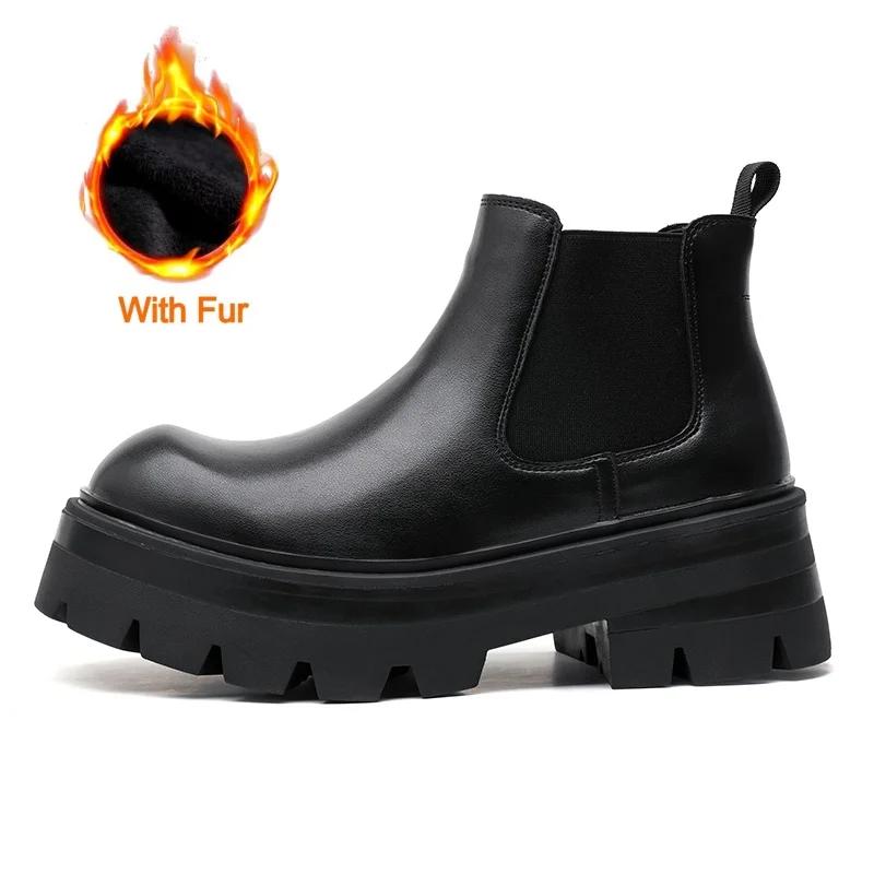 

Fashion Luxury Brand Mens Chelsea Boots High Quality British Style Casual Leather Ankle Boots for Men Thick Bottom Design High Top Boots 44