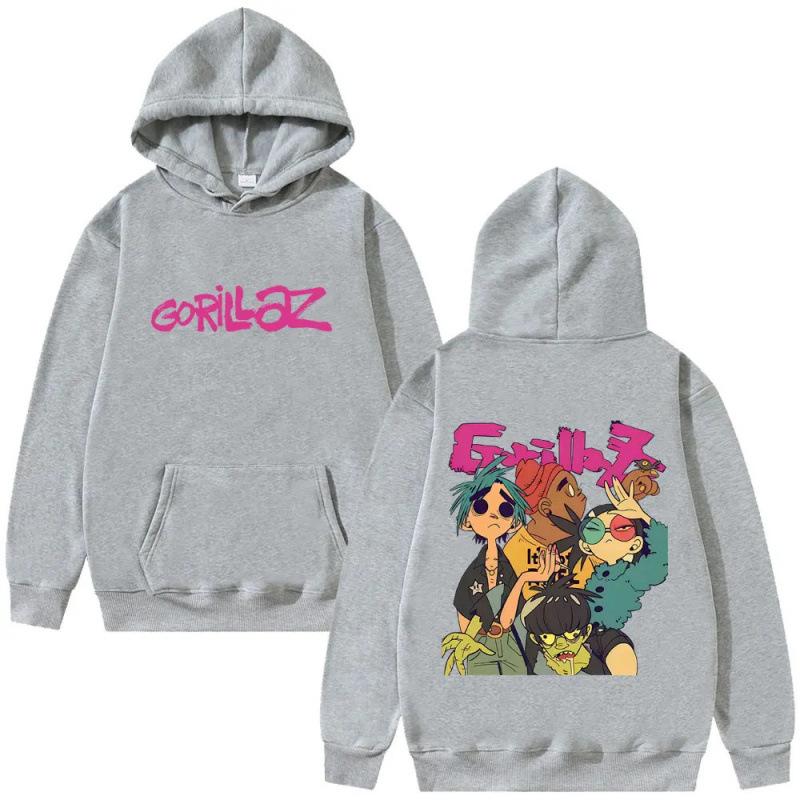 

Худі з принтом гурту Gorillaz для чоловіків і жінок, хіп-хоп мода, повсякденне, зручне, тепле, персоналізоване худі XL сірий