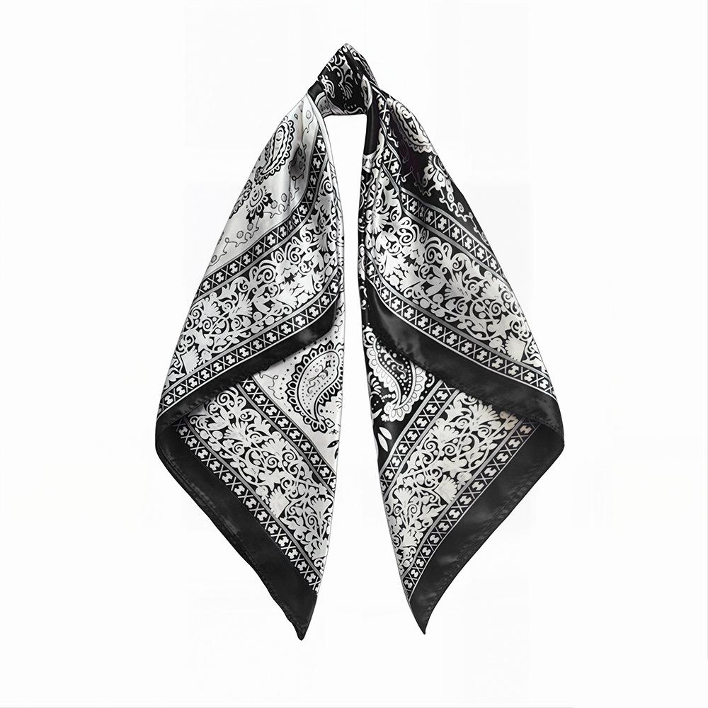 90cm Women s Paisley Imitation Silk Scarf - Retro European & American Style