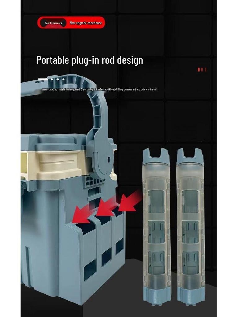 Multifunctional Large Capacity Fishing Gear Storage Box with Rod Holder