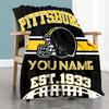 Pittsburgh Football Fans Personalized Text Blanket Lightweight Personalized Blanket Soft Warm Cozy Perfect for Bed Livingroom Living Room Nap