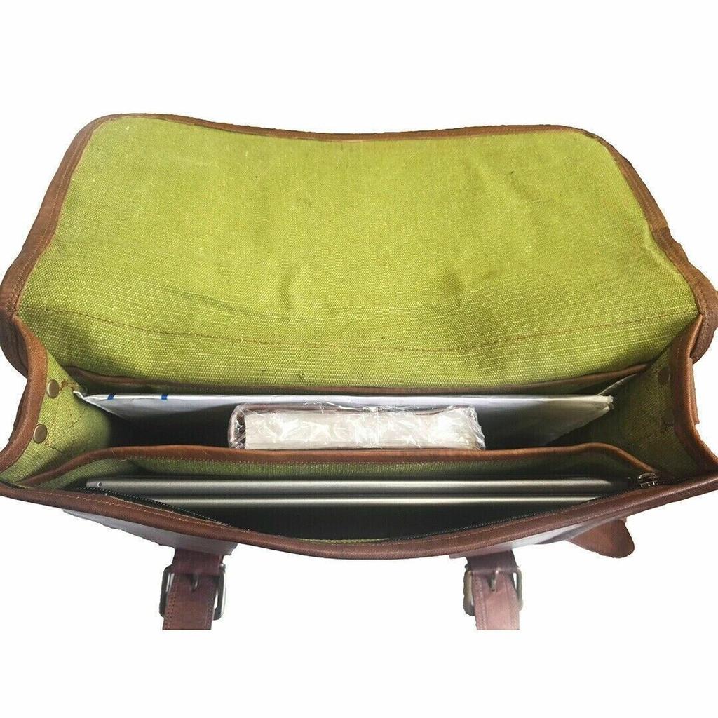 Umhängetasche für Herren, Messenger-Laptop-Aktentasche, echtes Ziegenleder, Vintage-Braun