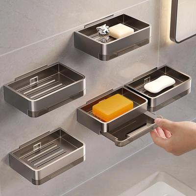 Seifenhalter aus Aluminiumlegierung ohne Bohren, Badezimmer-Seifenschale mit Abflusswasser, Wand-Seifenschale, Organizer, Badezimmer-Zubehör