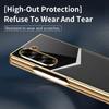 For Samsung Galaxy Z Fold 7 6 5 4 3 Electroplated PC Color Blocked Leather Tempered Film Shockproof Folding Phone Case
