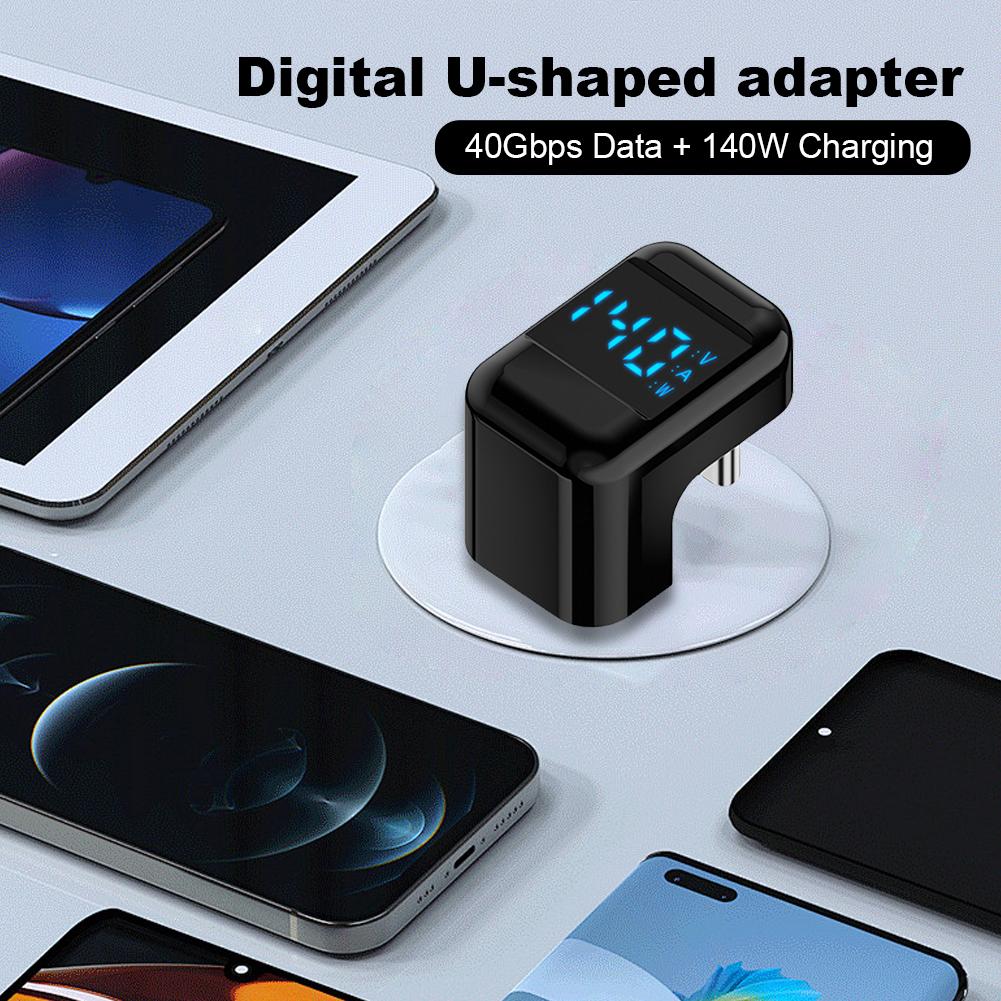 U Shape USB Type C Adapter 140W Fast Charging USB C Connector 8k@60Hz USB C To USB C Digital Display Adapter for iPad Macbook PC