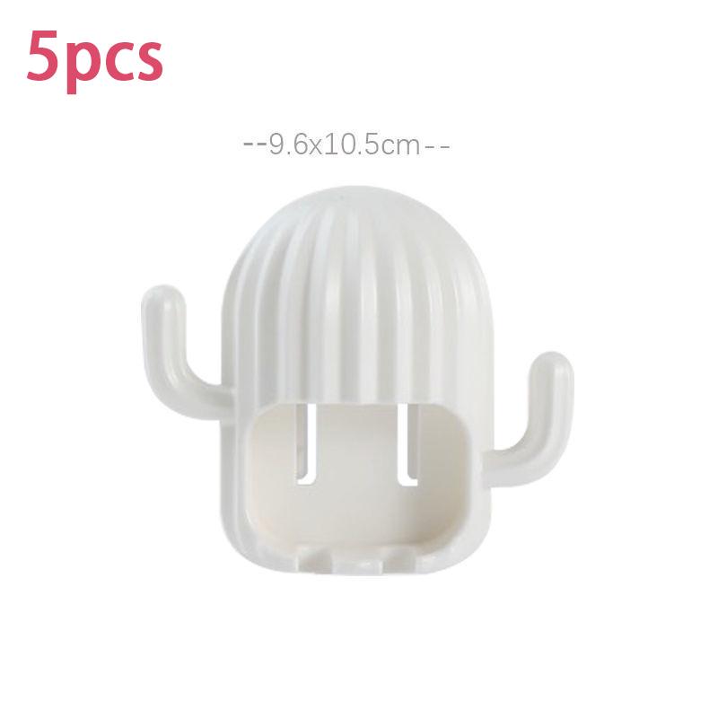 5pcs Household No-punch Toothbrush Holder Nordic Colour Cactus Toothbrush Holder Simple Wall-mounted Electric Toothbrush Holder