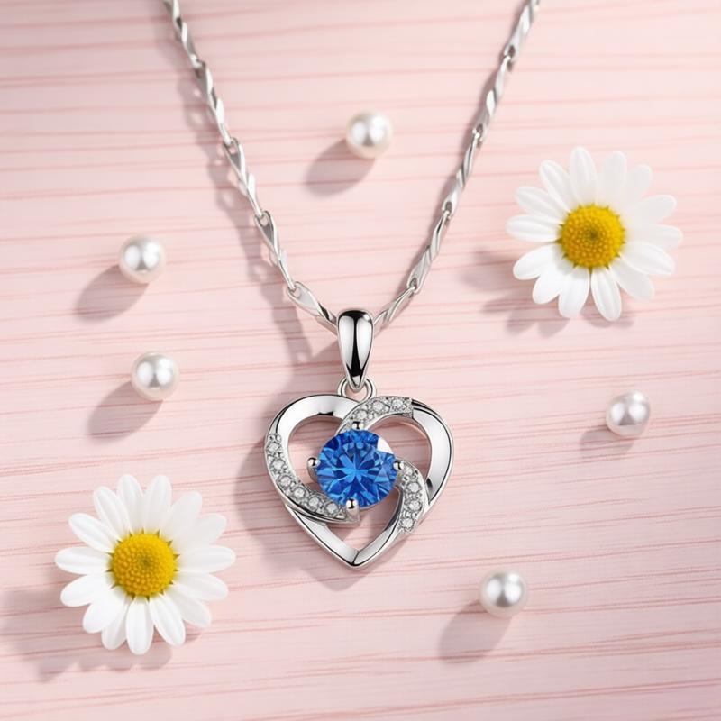 Romantic 925 Sterling Silver Heart Shape Crystal Zircon Pendant Necklaces For Women Girls Wedding Party Trendy Jewelry Gifts
