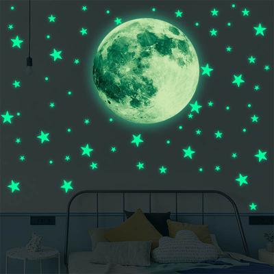 Dekor Mehrere Größen Leuchtende Wandaufkleber Mondlicht Mond 3D Erde Leuchten im Dunkeln Heimdekoration Zimmer Fenster Schmuckaccessoire