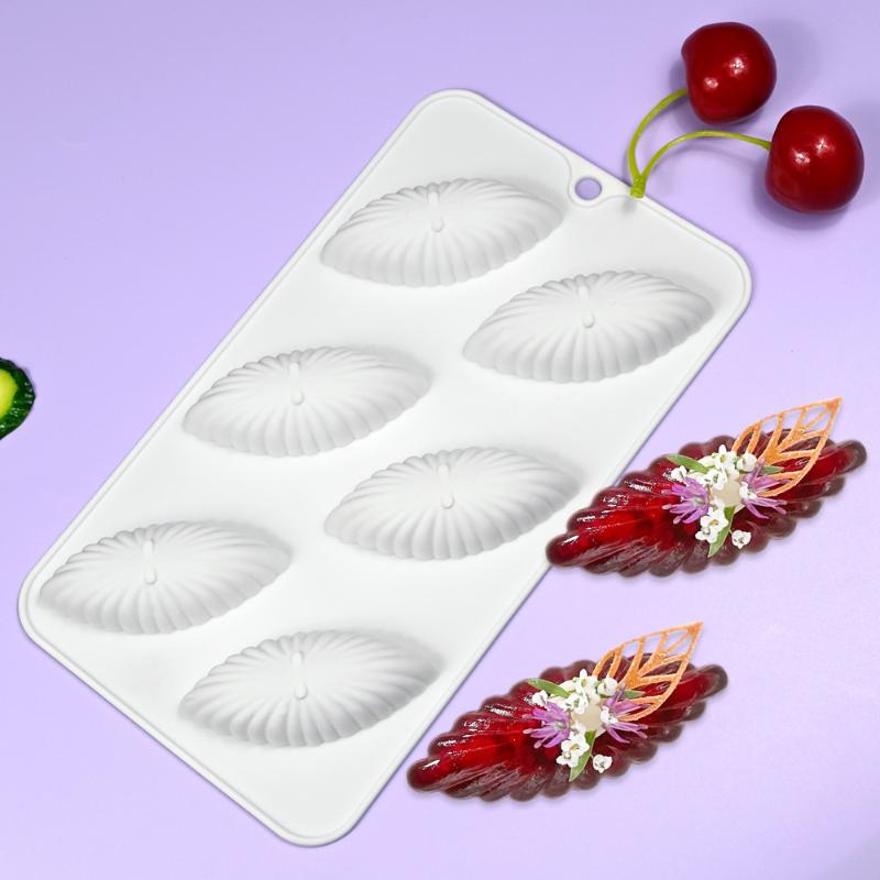 6 Cells 3D Shell Design Pudding Mousse Cake Moulds Madeleine Dessert Chocolate Silicone Mold Cake Decorating Tools