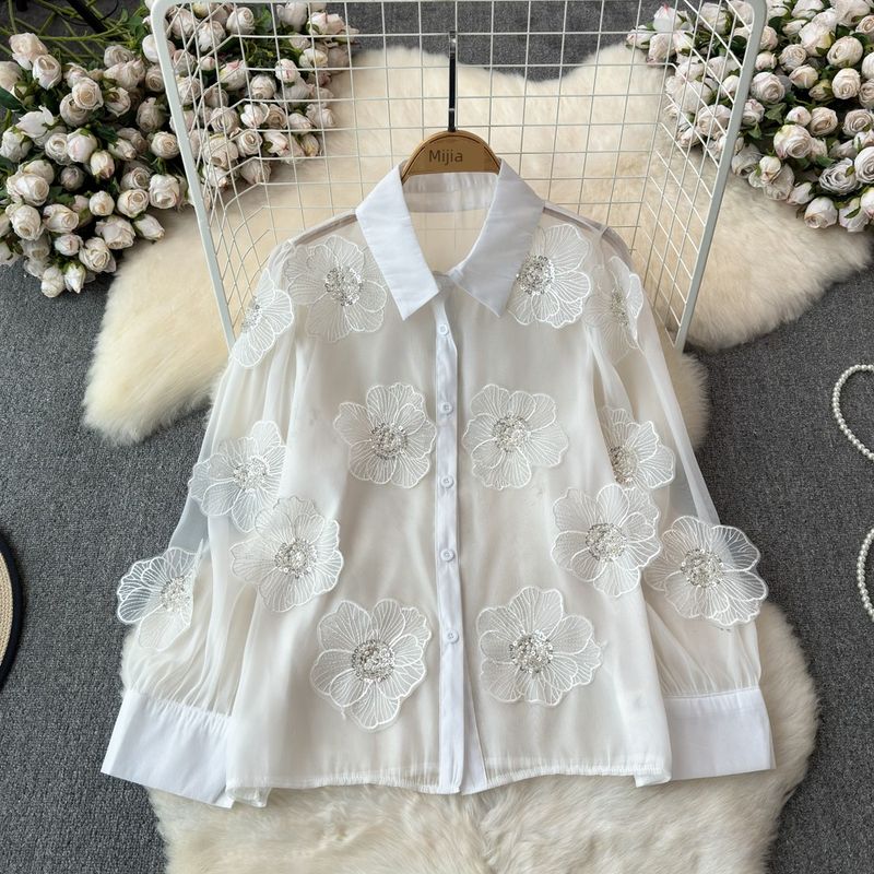 

Стильная нишевая трехмерная белая рубашка на раннюю весну White One size