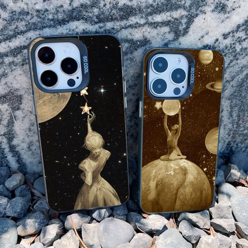 Classical Art Angel Phone Case For iPhone 13 Mini 12 11 Pro Max 15 14 Plus Pro Max Retro Star Map Shockproof Laser Back Covers