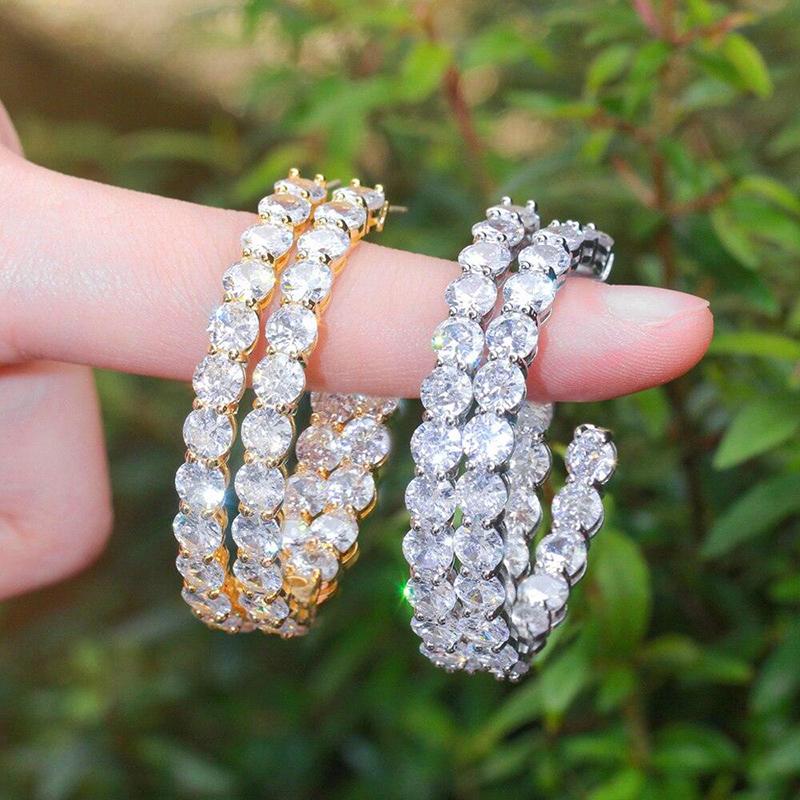 Huitan Luxury Full Round Cubic Zircon Big Hoop Earrings for Women  Color/Gold Color Modern Fashion Lady's Circle Earrings
