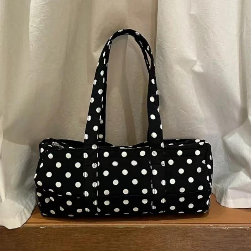

Korean Sle Large Capaci Shoulder Bag Casual Travel Ladies Handbag Women s Y2k Polka Dot Print Canvas Tote Bag for Youth