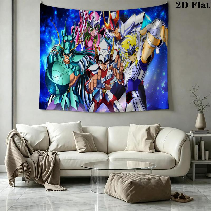 Saint Seiya Wall Tapestry Aesthetic Wall Hanging Printed Fabric Blanket Decorative Tapestries for Bedroom Living Room Home Decor