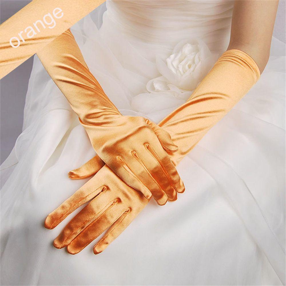 Evening Party Bridal Finger Long Gloves Prom Costume Accessories Wrist Stretch Satin Wedding Gloves