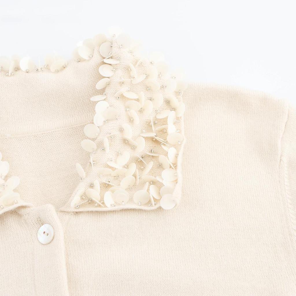 Spring 2025 Women's Beaded Doll Collar Cardigan Sweater