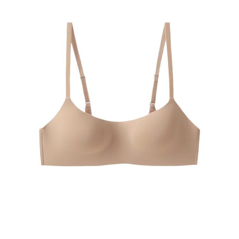 Liquid Foundation Underwear Women's Seamless Skin Tone Small Breasts Gather Not Empty Cup Anti-sagging White T Invisible Summer Half Cup Bra