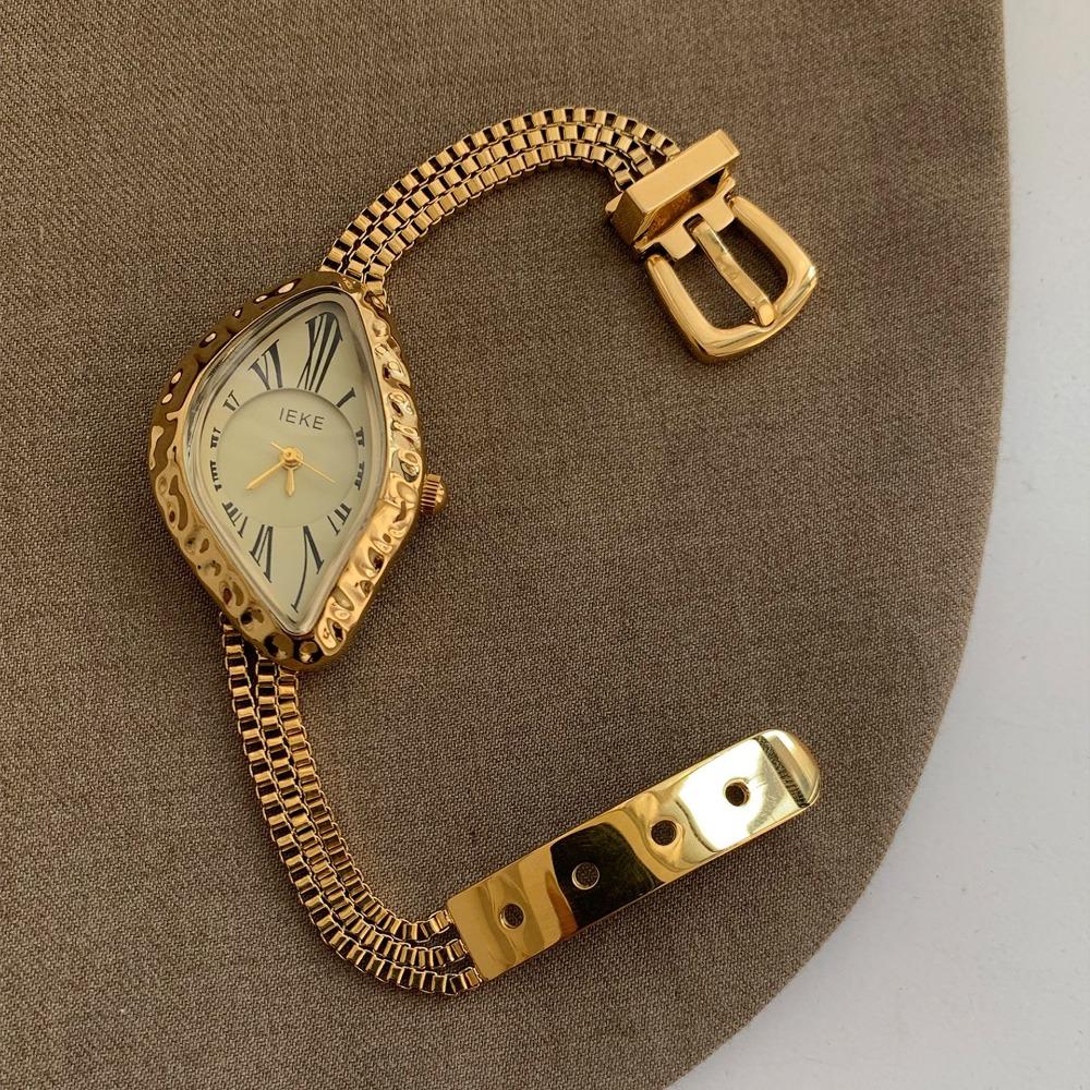 Vintage Unregelmäßiges Zifferblatt Damen Quarz-Armbanduhr Römische Ziffern Mesh-Metallarmband Einzigartige Mode Damen Tages-Kleideruhr