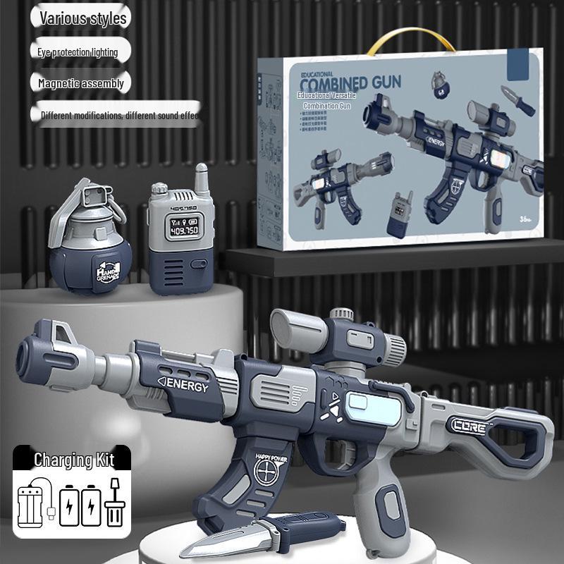 Children's Sound & Light Toy Gun - DIY Magnetic Assembly for Boys Ages 3-12, Perfect Birthday Gift