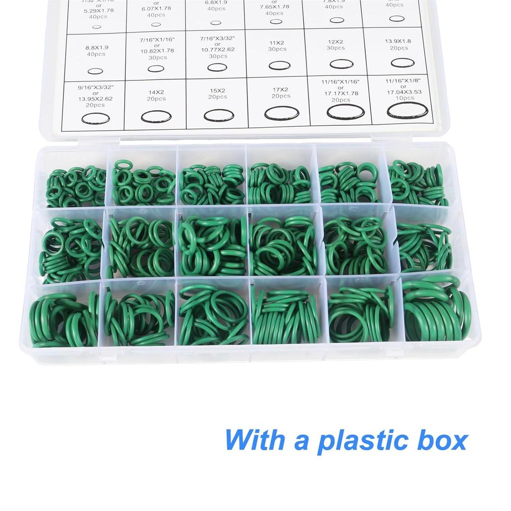 530pcs O Ring Kit Rubber 18 Sizes O-Ring Car Auto Vehicle Repair Air Conditioning Compressor Seals Assortment Kit