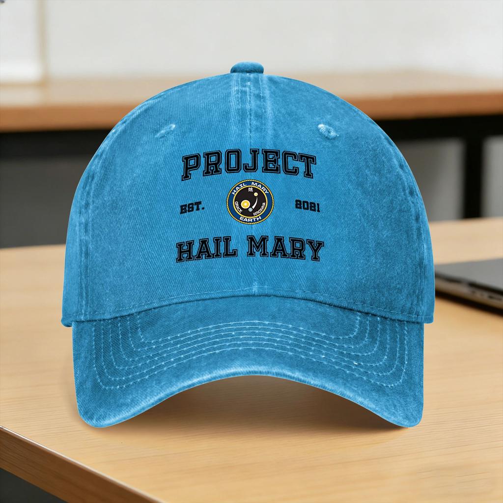Project Hail Mary College University Baseball Cap Vintage Distressed Washed Sun Cap Unisex All Seasons Travel Adjustable Cap