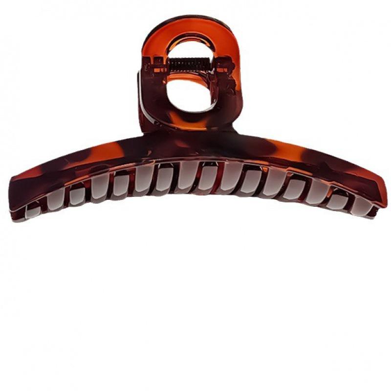 Elegant Summer Tortoiseshell Resin Hair Clip – Frosted Black Semicircular Design