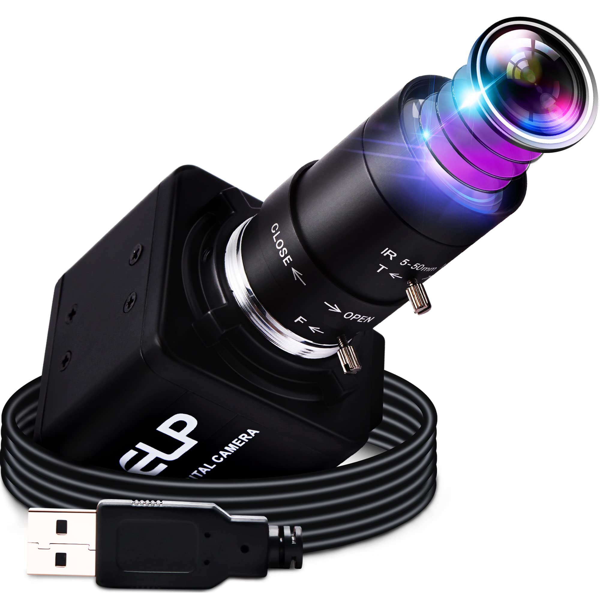 

ELP 4K 10x Optical Zoom Variable Focus USB Varifocal 2160p 10x Gun Camera for Web Sony IMX317 UHD Zoom Compatible with Raspberry Telephoto Manual Game чорний