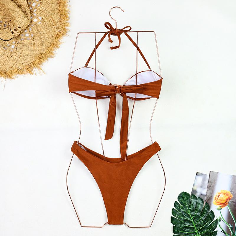2025 New Summer New Beach Party Bikini Sexy Patchwork Bikini Solid Color Bandeau Split Ladies Fashion Swimsuit Women