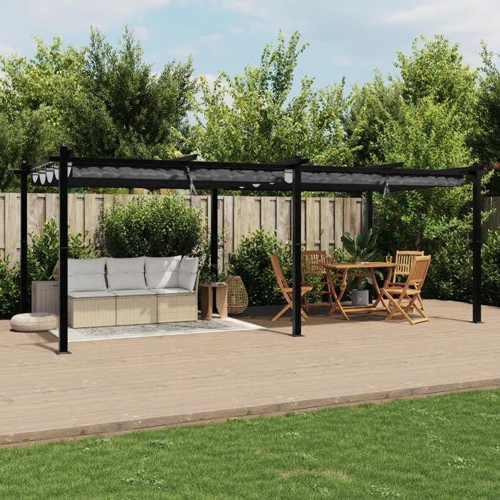 VidaXL Tonnelle avec toit rétractable anthracite 3x6 m aluminium, tonnelle de jardin, tonnelle de patio, pavillon de jardin, 3217062