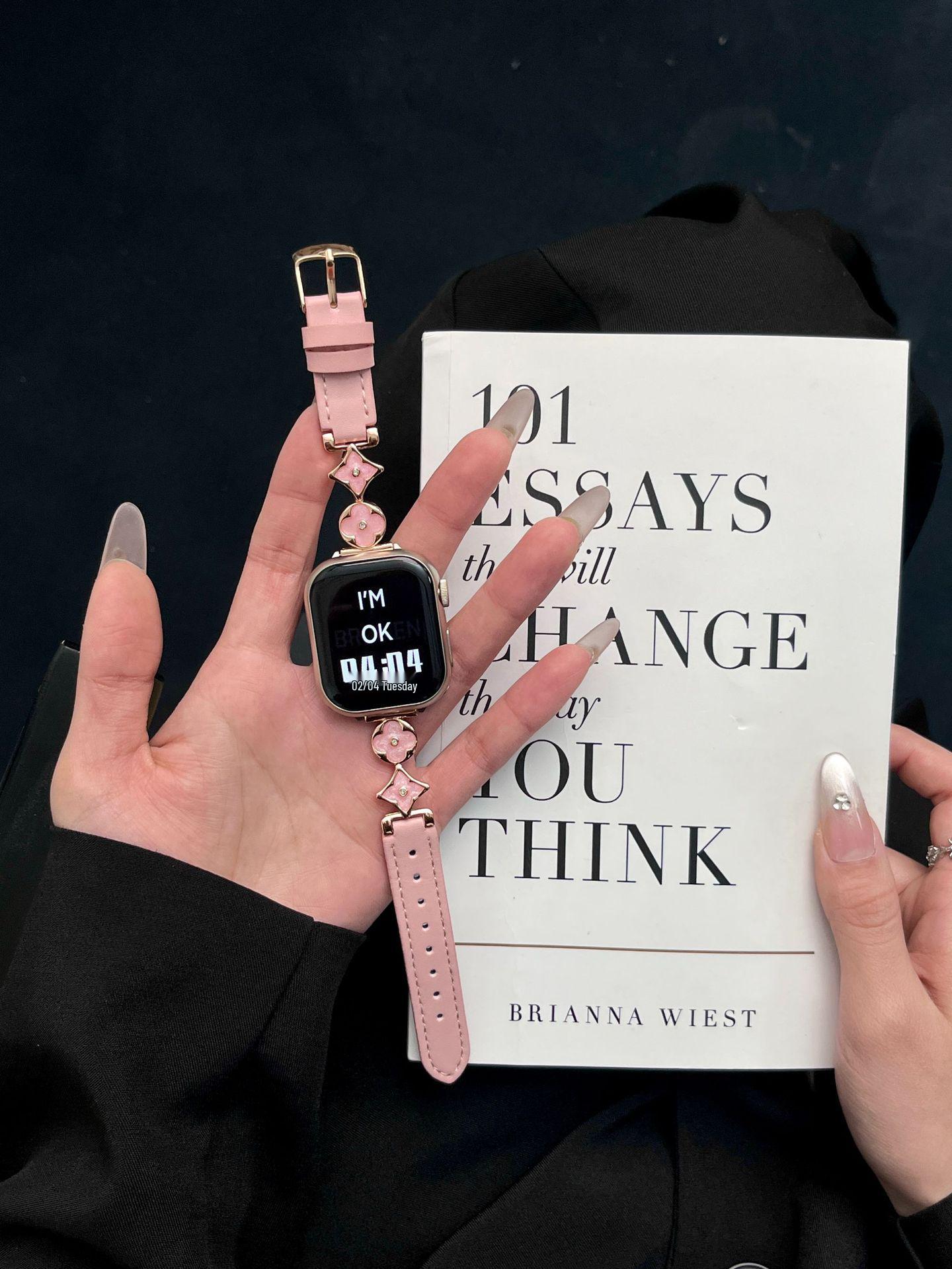 

Премиальный женский кожаный ремешок с четырехлистным клевером для Huawei Band 10, совместимый с Band 8/9 For Huawei Band 8/9/10