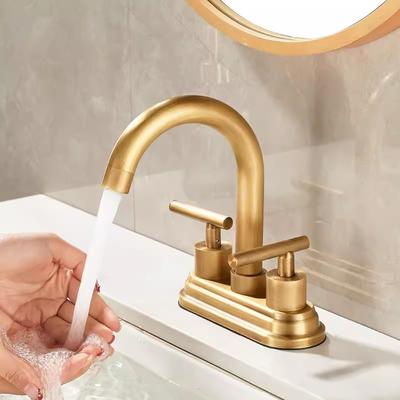 Grifo de lavabo Grifos de lavabo de baño antiguos Mezclador de lavabo de 2 agujeros de amplia difusión Doble manija Grifo de agua fría y caliente Nueva llegada