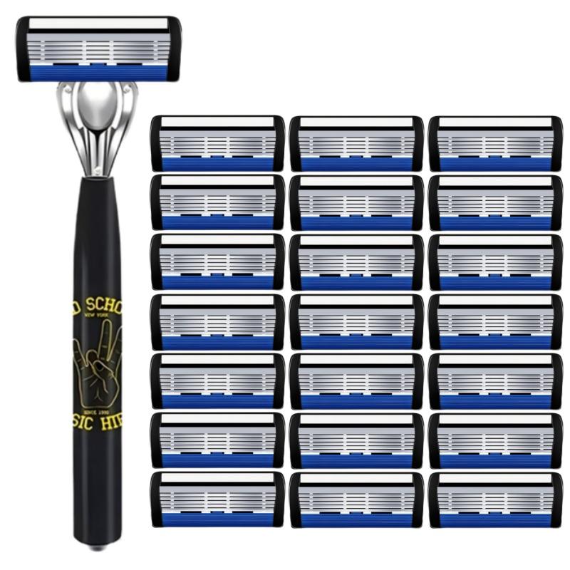 6-layer Razor Blade, Men's Stainless Steel Blade, Classic Water Washed Razor, Sharp Blade for Clean Shaving