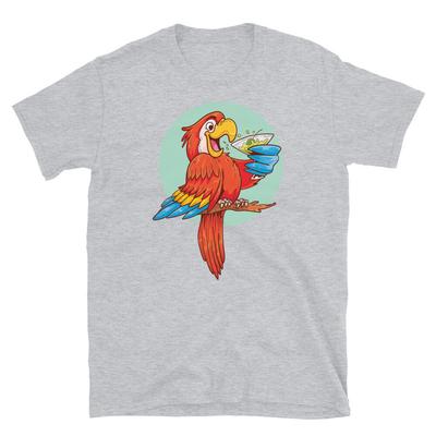 Parrot Drinking Cocktail Summer Vacation Beach Short-Sleeve Unisex T-Shirt