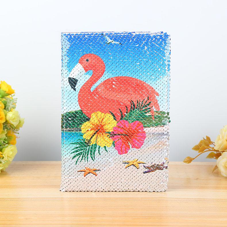 JM Shop Sequin Fish Lining Flip Flamingo Book Creative Stationery Diary