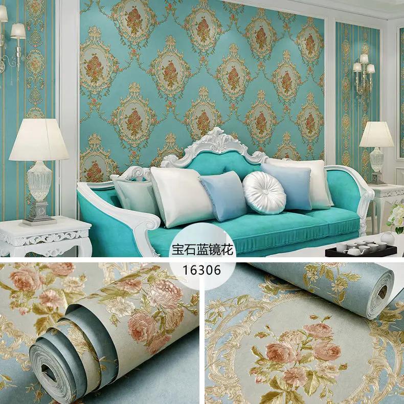 Zesílené samolepky na zeď v evropském stylu 3D do obývacího pokoje Samolepicí domácí dekorace Netkané tapety Tapeta na pozadí do ložnice